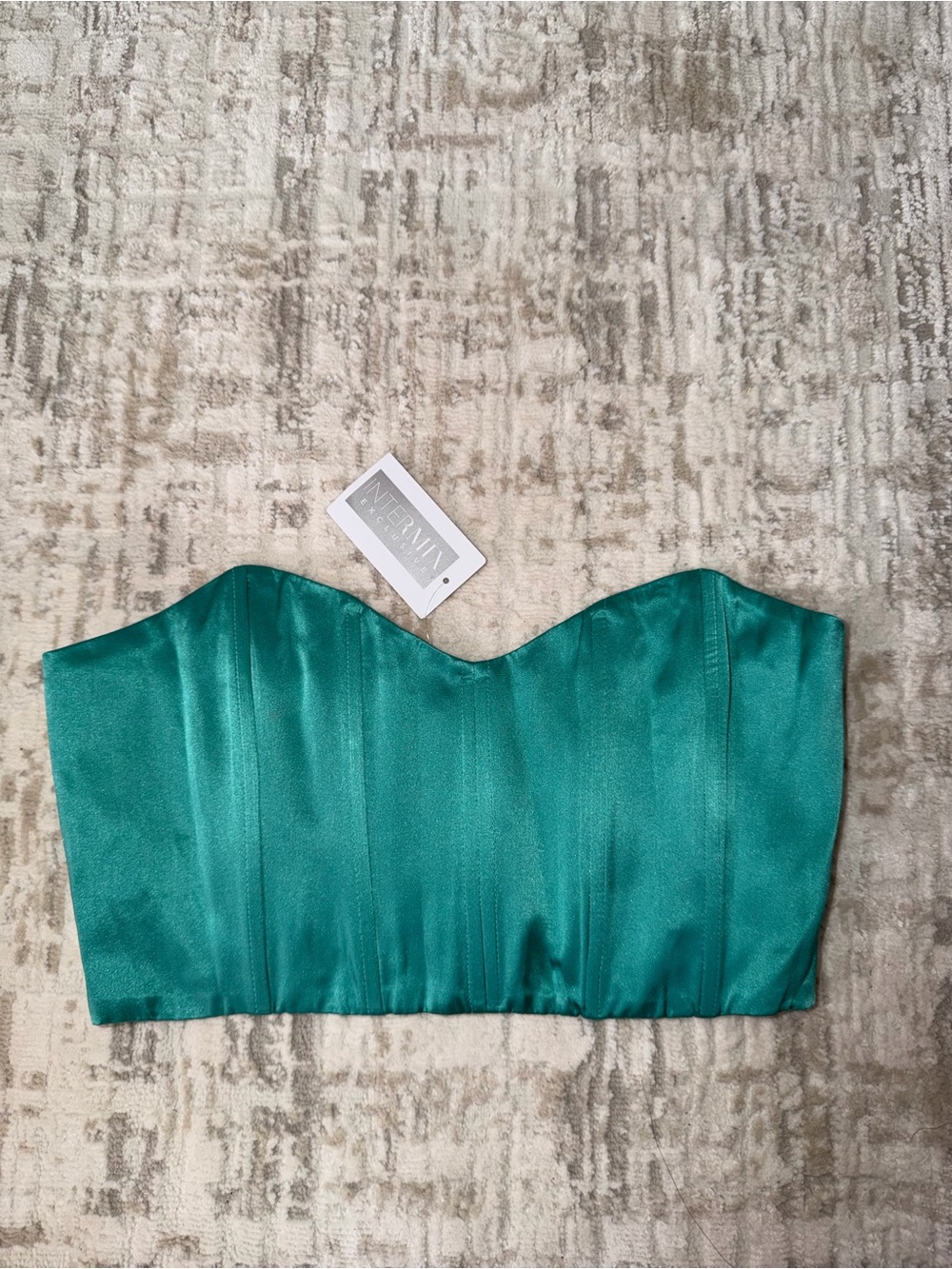 Zara Emerald Green Strapless Bustier Crop Top